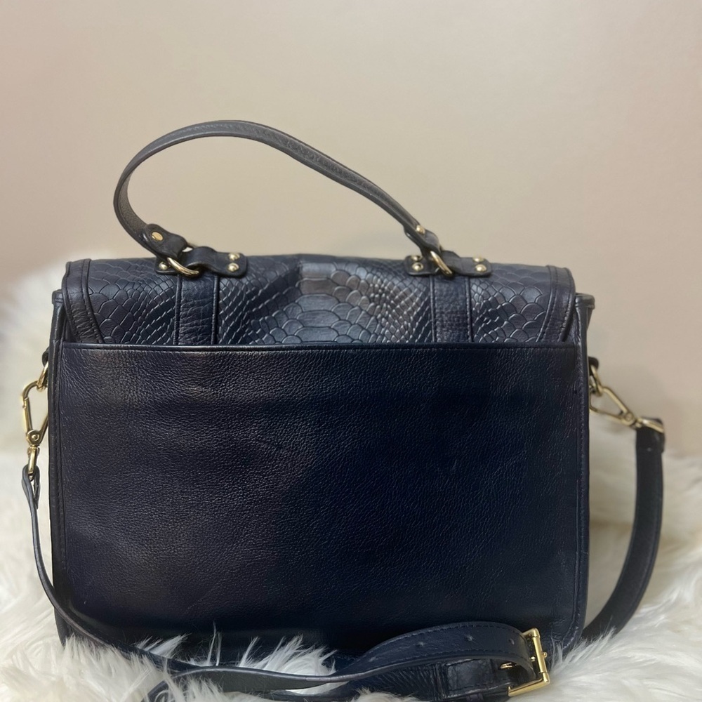 GiGi New York Navy Satchel with Gold Accents - Picture 4 of 15